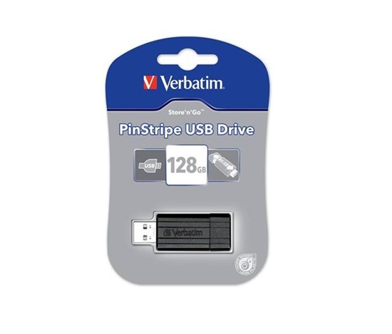 VERBATIM USB Flash Disk Store 'n' Go PinStripe 128GB - Black