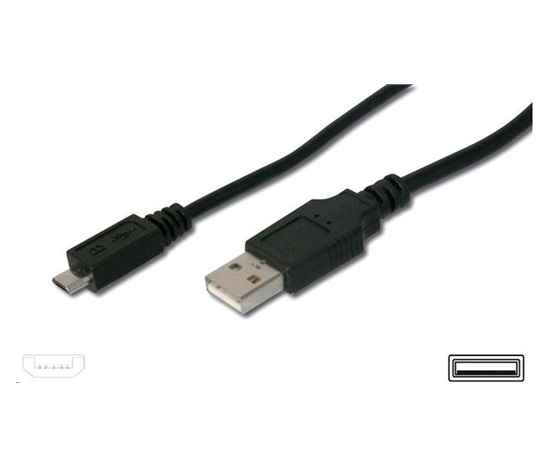 Kábel USB PREMIUMCORD 2.0 Kábel A-Micro B 0,5 m (čierny)