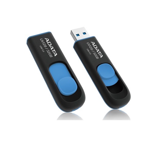 ADATA Flash disk 32GB UV128, USB 3.1 Dash Drive (R:40/W:25 MB/s) čierna/modrá