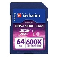 Karta VERBATIM SDXC 64GB PREMIUM, UHS-1, Class 10 (R:90/W:25 MB/s)