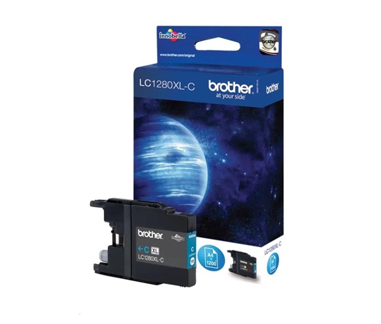 Atrament BROTHER INK LC-1280XLC, azúrový atrament pre MFC-J6910DW, 1 200 str.