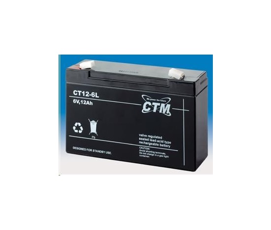 Batéria - CTM CT 6-12L (6V/12Ah - Faston 250), životnosť 5 rokov