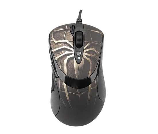A4tech XL-747H, herná myš, ANTI-VIBRATE, 3600DPI, hnedá s motívom pavúka