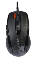 A4tech F5, herná myš V-Track, až 3000DPI, 160kB pamäte, 7 tlačidiel, USB, čierna