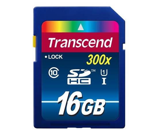 TRANSCEND SDHC Premium 16GB, Class 10 UHS-I, 300X (45MB/s)