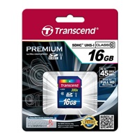 TRANSCEND SDHC Premium 16GB, Class 10 UHS-I, 300X (45MB/s)
