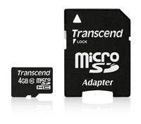 Karta TRANSCEND MicroSDHC 4GB Class 10 + adaptér