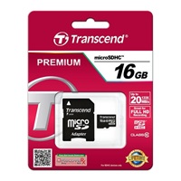 Karta TRANSCEND MicroSDHC 16 GB triedy 10 + adaptér