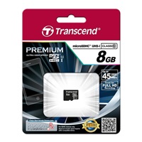 TRANSCEND MicroSDHC 8GB Premium, Class 10 UHS-I 300x, bez adaptéra