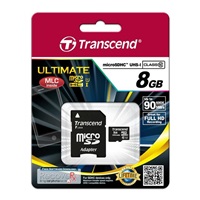Karta TRANSCEND MicroSDHC 8GB Ultimate, Class 10 UHS-I 600x, MLC + adaptér