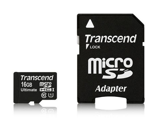 Karta TRANSCEND MicroSDHC 16GB Ultimate, Class 10 UHS-I 600x, MLC + adaptér