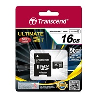 Karta TRANSCEND MicroSDHC 16GB Ultimate, Class 10 UHS-I 600x, MLC + adaptér