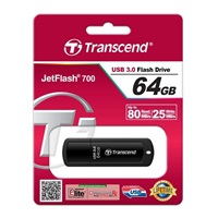 TRANSCEND Flash disk 64GB JetFlash®700, USB 3.0 (R:80/W:25 MB/s) čierna