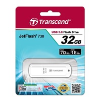 TRANSCEND Flash disk 32GB JetFlash®730, USB 3.0 (R:70/W:18 MB/s) biela