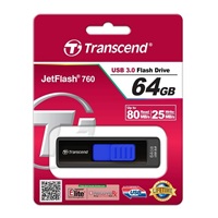 TRANSCEND Flash disk 64GB JetFlash®760, USB 3.0 (R:80/W:25 MB/s) čierna/tmavomodrá