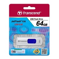 TRANSCEND Flash disk 64GB JetFlash®530, USB 2.0 (R:16/W:6 MB/s) biela/modrá kráľovská
