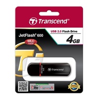 TRANSCEND Flash disk 4GB JetFlash®600, USB 2.0 (R:20/W:10 MB/s) čierna/červená