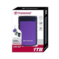 Externý pevný disk TRANSCEND 2,5" USB 3.1 StoreJet 25H3P, 1TB, fialová (odolná voči nárazom)