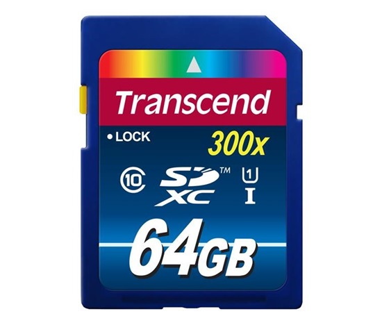 Karta TRANSCEND SDXC 64GB Premium, Class 10 UHS-I 300x