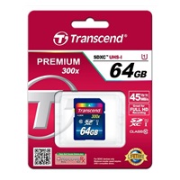 Karta TRANSCEND SDXC 64GB Premium, Class 10 UHS-I 300x