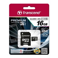 Karta TRANSCEND MicroSDHC 16GB Premium, Class 10 UHS-I 300x + adaptér