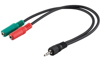 PREMIUMCORD Adaptér Jack 3,5 mm 4pin - 2x stereo Jack 3,5 mm, redukcia (M/2xF, 4 póly)