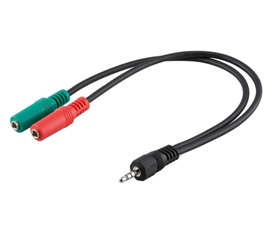 PREMIUMCORD Adaptér Jack 3,5 mm 4pin - 2x stereo Jack 3,5 mm, redukcia (M/2xF, 4 póly)