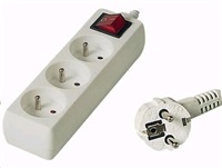 PREMIUMCORD Predlžovací kábel 230V 5m, 3 zásuvky + vypínač, biely