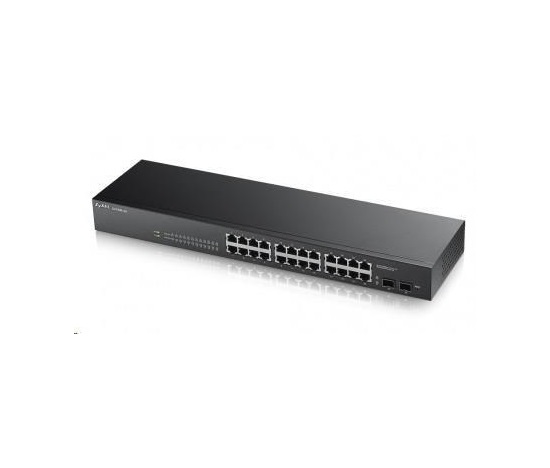 Zyxel GS1900-24 v2 26portový gigabitový webový inteligentný prepínač, 24x gigabitový RJ45, 2x SFP, bez ventilátora