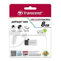 TRANSCEND Flash disk 8GB JetFlash®380S, USB 2.0/micro USB (R:20/W:5 MB/s) strieborná