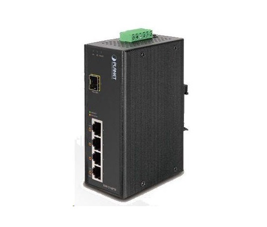 Prepínač planét ISW-514PTF, priemysel.verzia 4x10/100+1x100BaseFX (SFP), DIN, IP30, -40 až 70°C, 12-48V