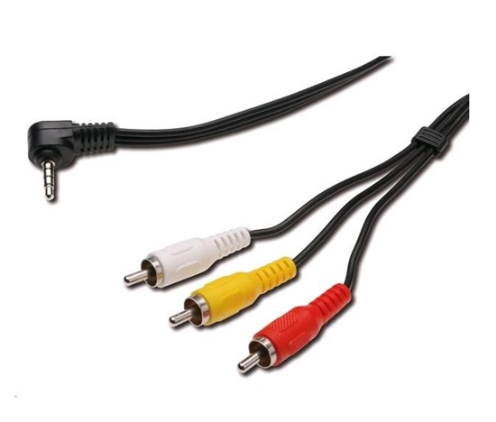 PREMIUMCORD Audio/video kábel 3,5 mm Jack 4pin - 3x Cinch 1,5 m (M/M)