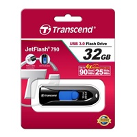 TRANSCEND Flash disk 32GB JetFlash®790, USB 3.1 (R:90/W:25 MB/s) čierna/modrá