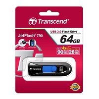 TRANSCEND Flash disk 64GB JetFlash®790, USB 3.1 (R:90/W:30 MB/s) čierna/modrá
