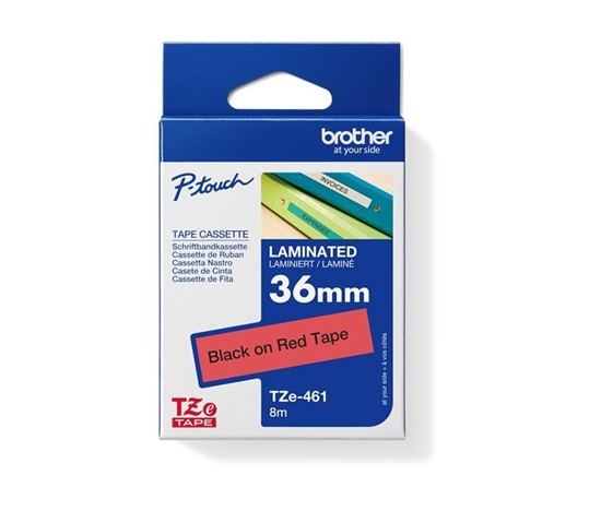 BROTHER TZE461 - 36 mm široká kazeta TZ, laminovaná TZE-461, červeno-čierne písmo