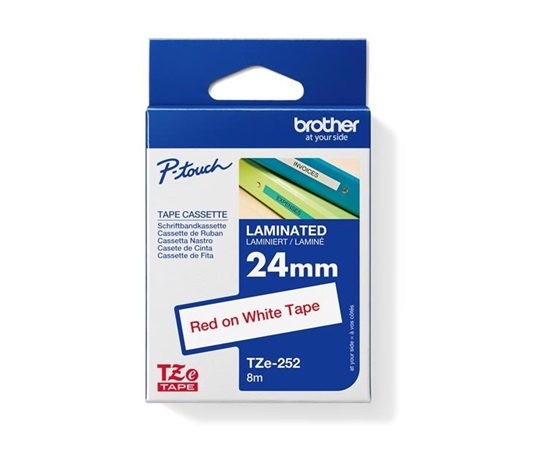 BROTHER TZE252 - TZ kazeta 24 mm široká, laminovaná TZE-252, biele/červené písmo