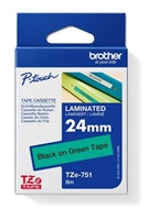 BROTHER TZE751 - TZ kazeta 24 mm široká, laminovaná TZE-751, zeleno-čierne písmo