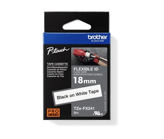 BROTHER TZEFX241 - kazeta TZ so šírkou 18 mm, flexibilná páska TZE-FX241, biele/čierne písmo