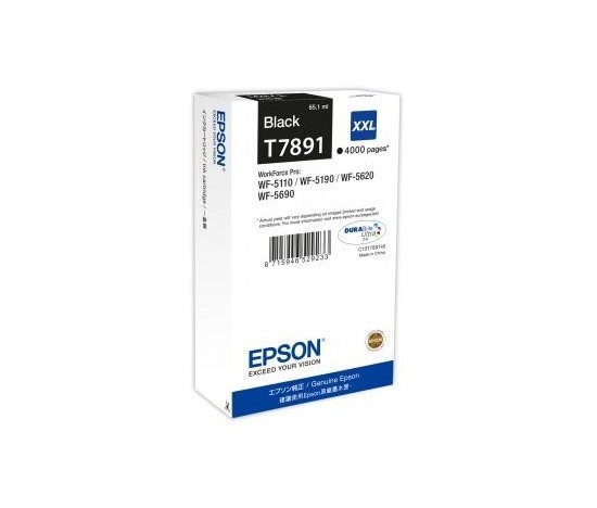 Čierna atramentová kazeta EPSON série WF-5xxx "Pisa" XXL Black (65,1 ml)