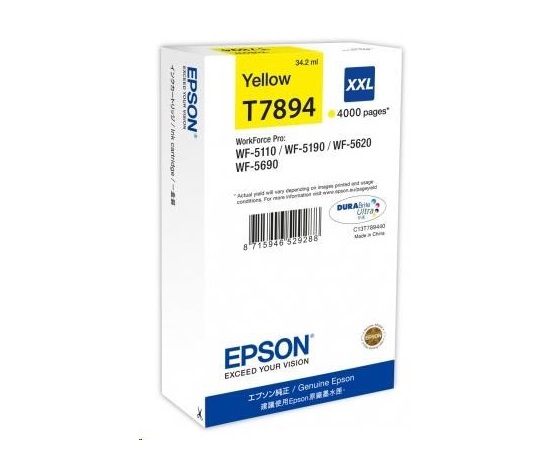 Atramentová kazeta EPSON série WF-5xxx "Pisa" XXL žltá (34,2 ml)