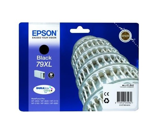 Čierna atramentová kazeta EPSON série WF-5xxx "Pisa" 79 XL Black (41,8 ml)