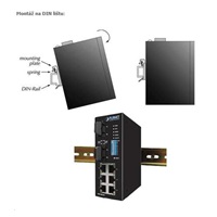 Planet ISW-501T, 5x 10/100, DIN, IP30, rozšírený teplotný rozsah -40 ~ 75 st.C