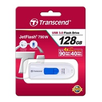 TRANSCEND Flash disk 128 GB JetFlash®790, USB 3.1 (R:90/W:40 MB/s) biela/modrá