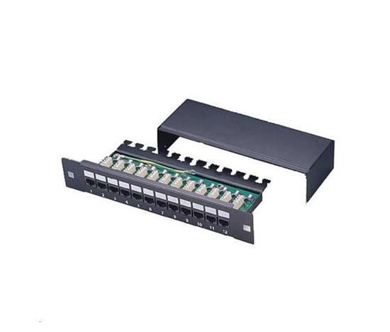 10" Patch panel XtendLan 12portový, STP, Cat5E, krone, čierny