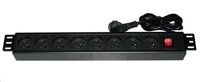 19" rozvádzač 8x230V, ČSN, spínač, indikátor napätia, kábel 1,8 m, výška 1.5U