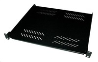 Polica s perforáciou 19", 1U/400 mm, nosnosť 25 kg, čierna