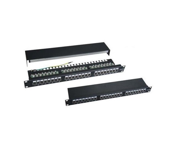 19" Patch panel XtendLan 24portový, STP, Cat6, 30µm, dvojitá svorkovnica, čierny