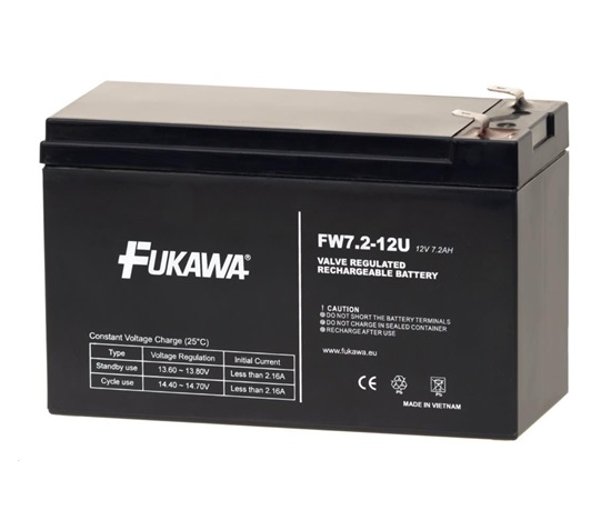 Batéria - FUKAWA FW 7,2-12 F2U (12V/7,2 Ah - Faston 250), konektor - 6.3 mm, životnosť 5 rokov