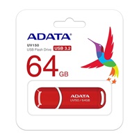 ADATA Flash Disk 64GB UV150, USB 3.1 disk Dash Drive (R:90/W:20 MB/s) červený