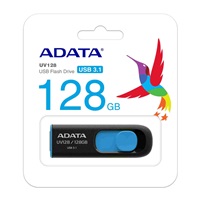 ADATA Flash disk 128GB UV128, USB 3.1 Dash Drive (R:90/W:40 MB/s) čierna/modrá